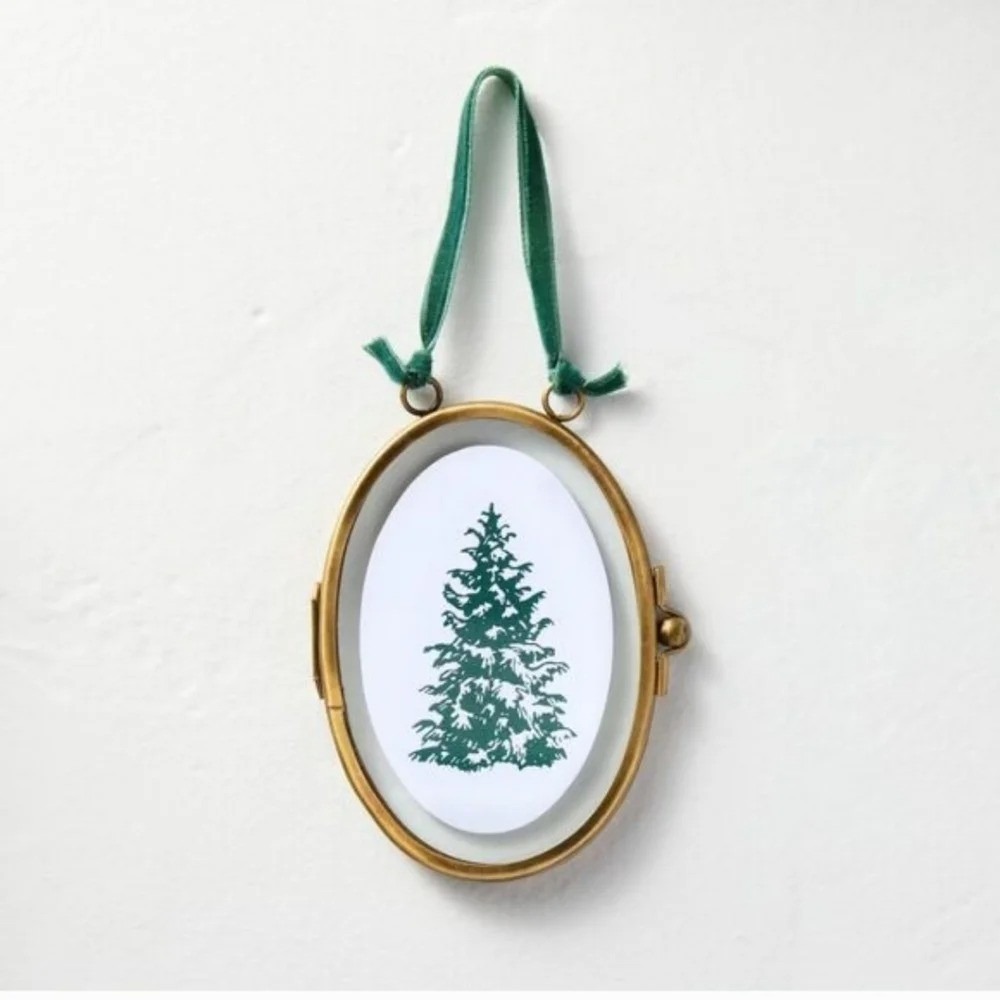 Brass and Glass Oval Frame Christmas Ornament - Hearth & Hand Magnolia, Target